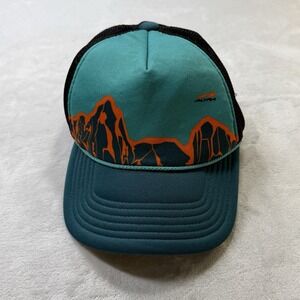 Altra Trail Running Trucker Hat Teal Mountain Graphic Mesh Snapback Cap